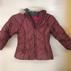 Long Fog Kids Jacket Girls size M/5-6 with fur trim hood